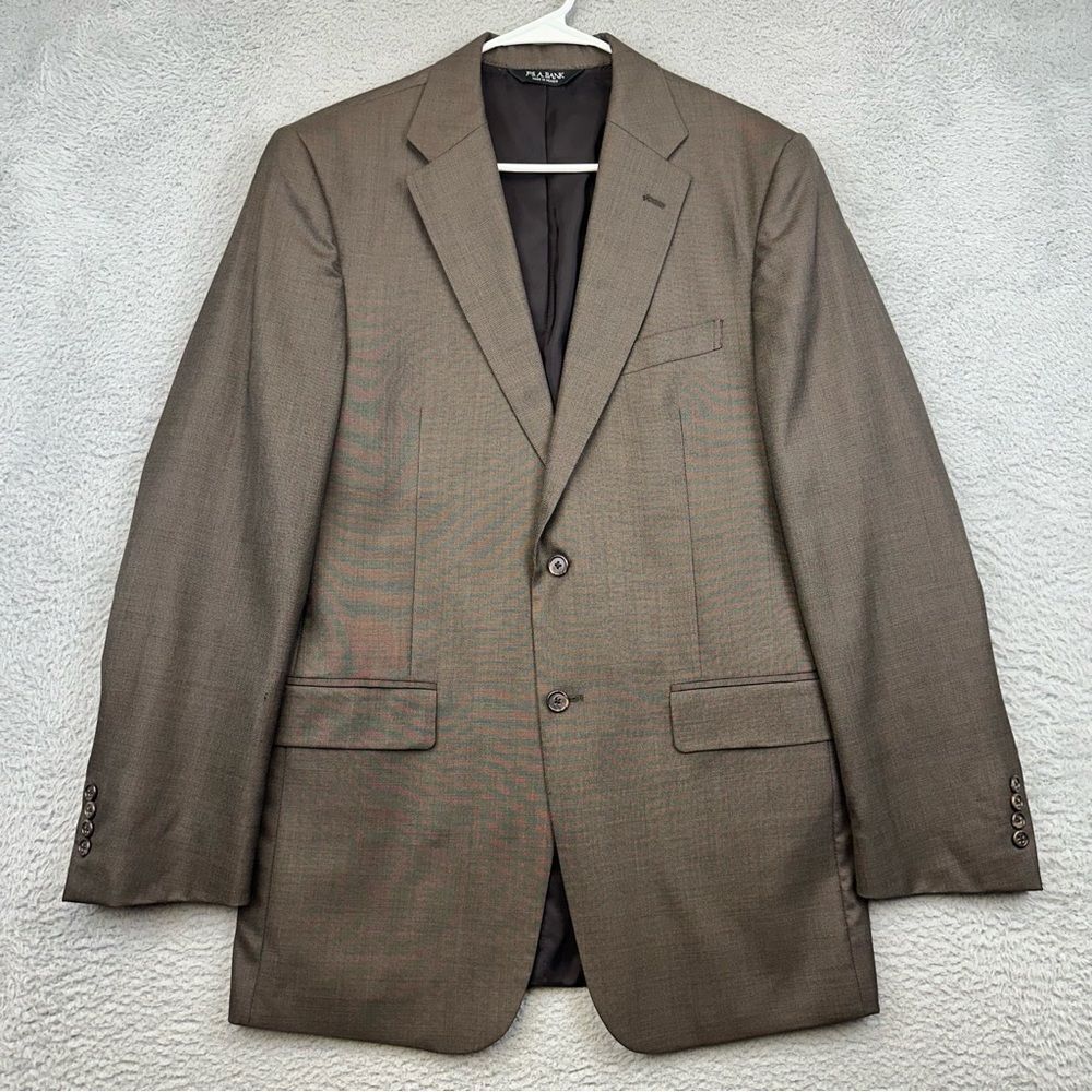 Jos A Bank Blazer Mens 40L Brown Wool 2 Button Business Casual Wedding Office